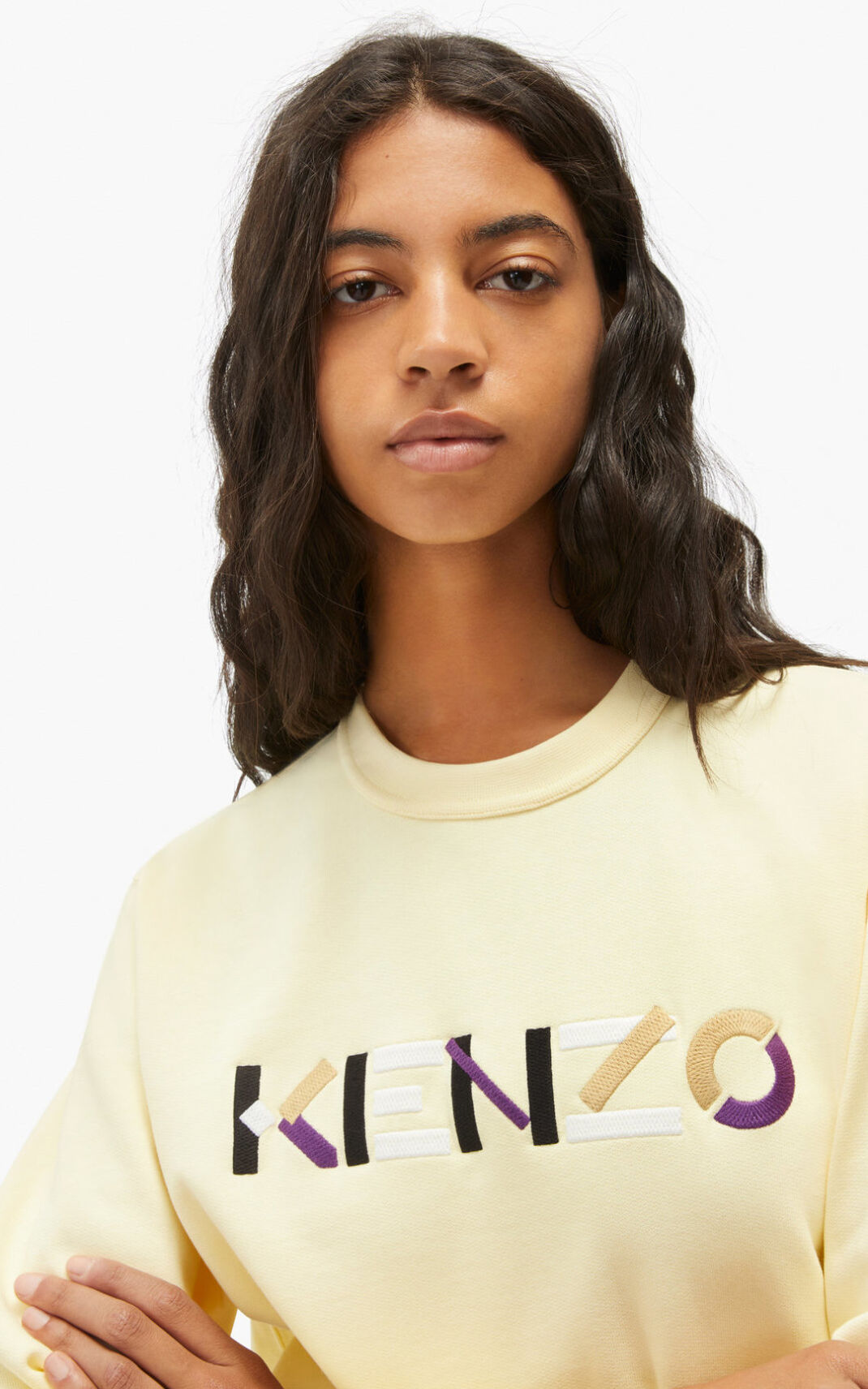 Kenzo Logo Sweatshirt Cream For Womens 4357RLZQB